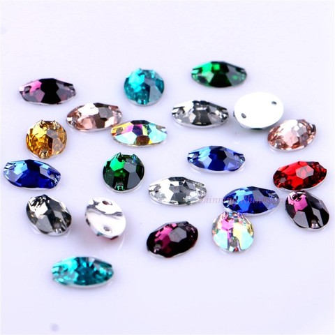 7x10mm Ellipse Shape Sew On Rhinestones Crystals Sewing On Oval Two Holes Resin Stones For DIY Garment 50 pieces/pack ► Photo 1/6