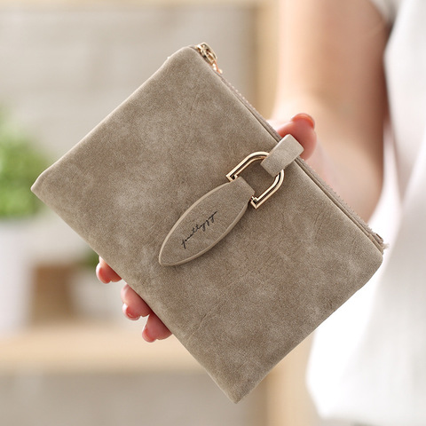 Fashion Women Short Purses Vintage PU Leather Lady Snap Fastener