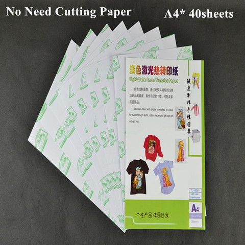 (A4*40pcs) No Need Cutting Paper With Laser Printers Heat Transfer Printing Paper For Garment Light Color (8.3*11.7 inch)TL-150M ► Photo 1/6