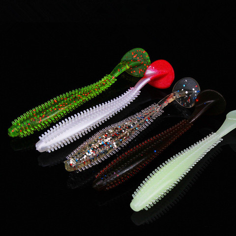 Fishing Soft Lure Bait T-Tail Single Tails Grub 6cm/1g 9cm/4g Worm Glow Fish Accessories Lot 5 Pieces ► Photo 1/5