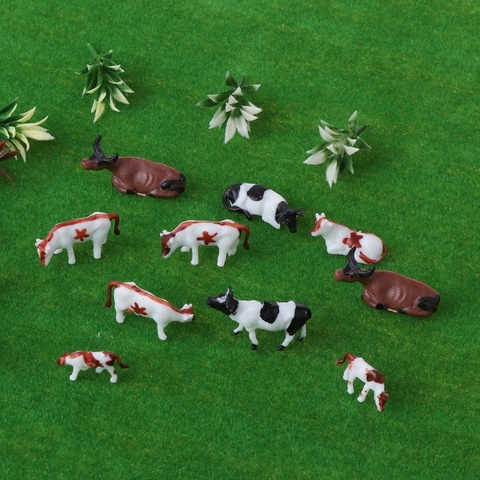 New 10pcs 1:87 Diy HO Scale Colorful Cow Model Train Layout Model Building Toys Wholesale Kids Educational Toys-M20 ► Photo 1/1