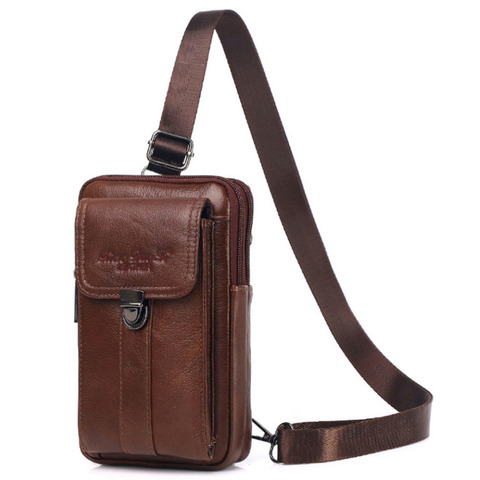 Vintage Leather Shoulder Messenger Bag for Men Phone Belt Waist Bag Travel Crossbody Pack Wallet Satchel Sling Chest Bags ► Photo 1/6
