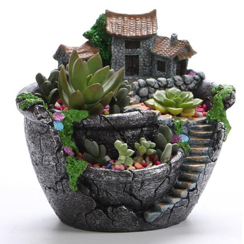 Succulent Plants Planter Flowerpot Resin Flower Pot Desktop Potted Holder Home Garden Decoration Plants Holder ► Photo 1/6