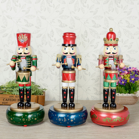 HT055 toy 31CM fine painted nutcracker Round Music Box walnut soldiers  novelty ornaments Exquisite Gift Box Christmas gift ► Photo 1/5