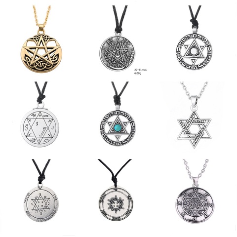 SKYRIM Vintage Wicca Tetragrammaton Pentagram Pentacle Pendant Necklace Solomon Talisman Amulet Supernatural Necklaces for Men ► Photo 1/6