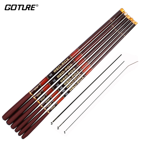 Goture RED-FOX Ultra Light Carbon Fiber Stream Fishing Rod 3.0M 3.6M 4.5M 5.4M 6.3M 7.2m Telescopic Carp Fishing Rod Hand Pole ► Photo 1/6