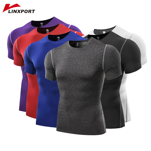 Men Short Sleeve T Shirts Fitness Basketball Running Tights Sports Thermal Muscle Bodybuilding Gym Compression Jersey Jacket Top ► Photo 1/6