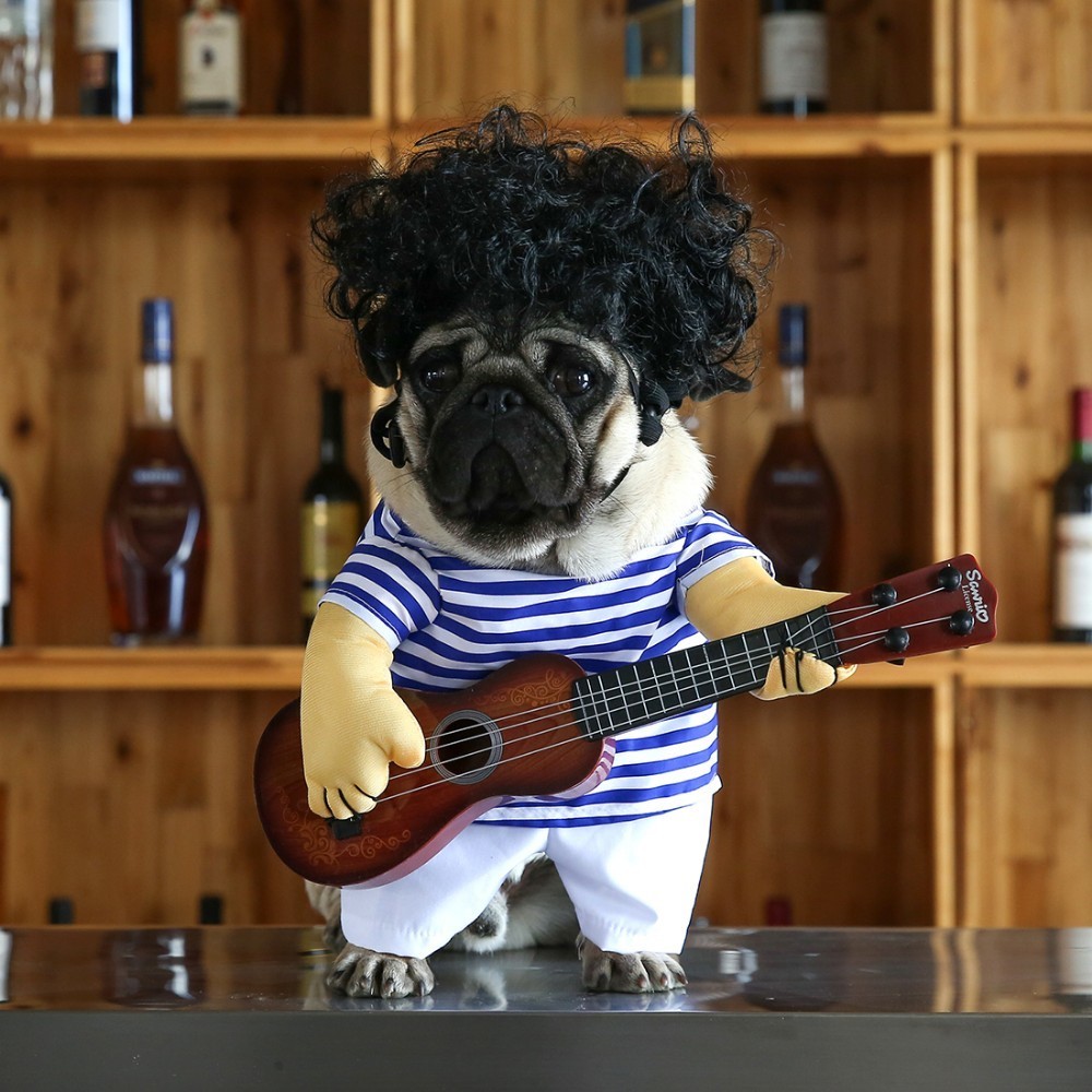 L S-Lifeeling Pet Guitar Costume Dog Costumes Guitarist Player Ourfits for Halloween Christmas Cosplay Party Funny Cat Clothes