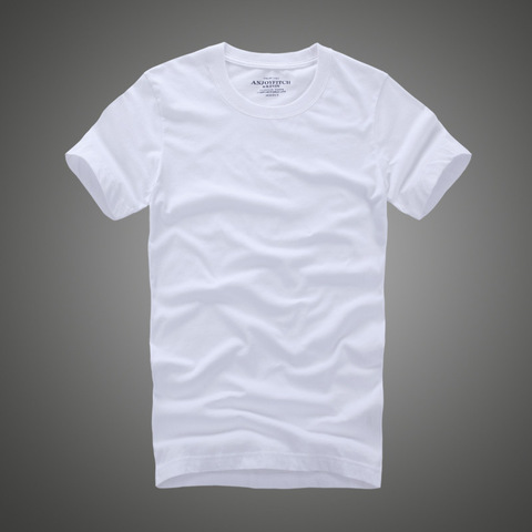 Men tshirt 100% cotton solid color O-Neck short sleeve t shirt male high quality anjoyfitch ► Photo 1/6