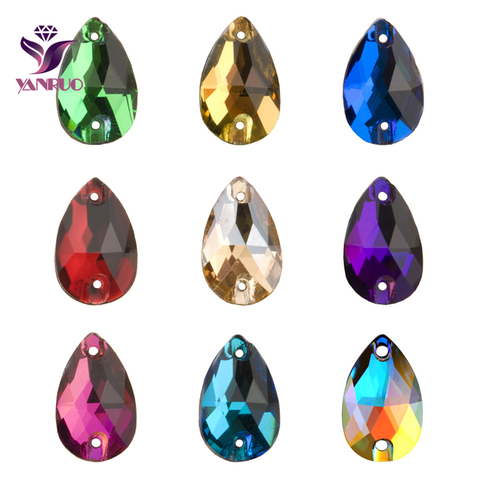 YANRUO Teardrop Sew-on Rhinestones Glass Crystal Stone Sewing