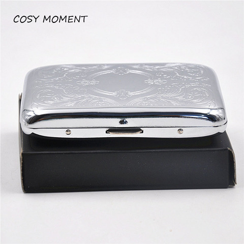 COSY MOMENT 16pcs packing Cigarette Case Metal Slim Tobacco Pocket Box Storage Case Holder Wallet etui cigarettes boite YJ129 ► Photo 1/6