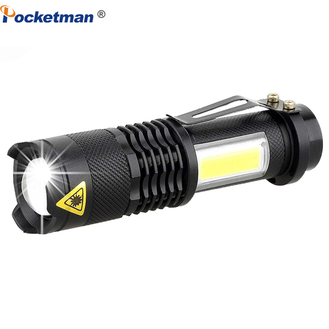 3800LM LED Flashlight Portable Mini XML-Q5+COB Zoom 4 Modes torch flashlight Use AA 14500 Battery Waterproof Lighting lantern ► Photo 1/6