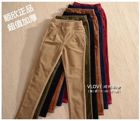 2022 womens Corduroy casual pant cotton high quality wholesale price  large elastic waist thick plus size XXL 3X; 4XL 5XL 6XL ► Photo 1/1