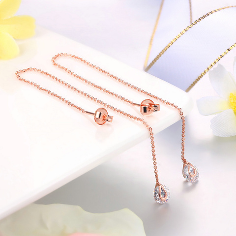 Hot Sale Fashion Cubic Zirconia Rose Gold/Silver Color Drop Earrings For Women Party Jewelry DWE549 ► Photo 1/6
