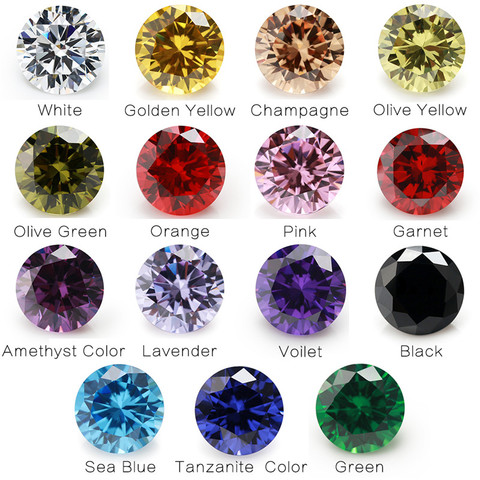 1PCS Per Colors Total 15pcs Size 4mm ~ 10mm Round Shape Loose Cubic Zirconia Stone piedra de circonia para joyería ► Photo 1/5