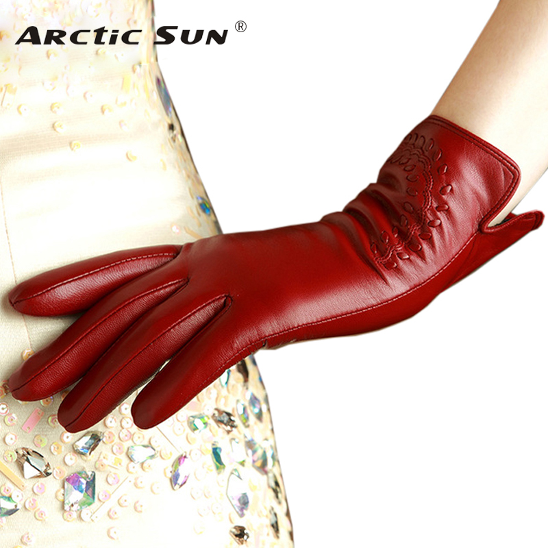 Women's Genuine Leather Gloves Sheepskin Gloves Windproof For Autumn And Winter