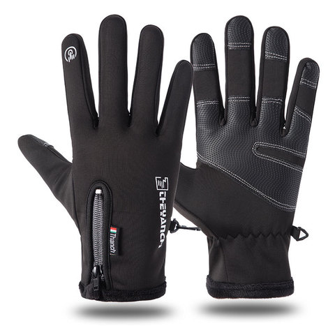 Men Women Sports Fitness Non-slip Cycling Gloves Winter Plus Plush Thick Warm Touch Screen Motorcycle Zipper Ski Glove C57 ► Photo 1/6