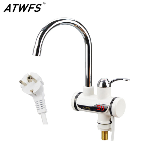 ATWFS Newest Tankless Instantaneous Faucet Water Heater Instant Water Heater Tap Kitchen Hot Water Crane LED Digital EU Plug ► Photo 1/6