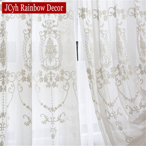 Embroidered White Tulle Curtains For Living Room European Voile Sheer Curtains For Window Bedroom Lace Curtains Fabrics Drapes ► Photo 1/6