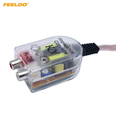 FEELDO 1PC Auto Line Out Converter Audio Sound Subwoofer Amplifier styling Car Speaker to RCA Level Adaptor High to Low Sockets  ► Photo 1/1