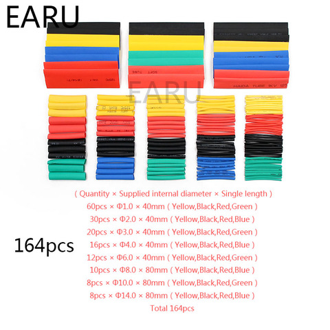 164pcs Set Polyolefin Shrinking Assorted Heat Shrink Tube Wire Cable Insulated Sleeving Tubing Set ► Photo 1/6