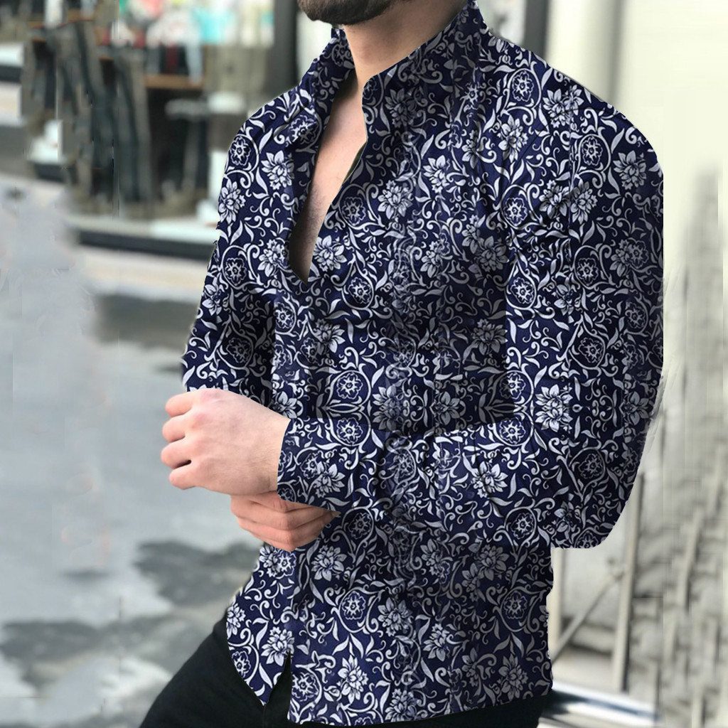 Men's Shirt blusa masculina Casual Printed Floral Long Sleeve shirts men  dress Button mens shirts Streetwear Camisa masculina - Price history &  Review | AliExpress Seller - Shenzhen Frankris Store 
