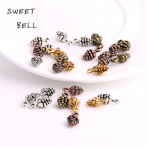 SWEET BELL 80 PCS/Lot 5*7*13mm  four color Zinc Alloy 3D pine cone charm for diy jewelry making charms D6135 ► Photo 1/6