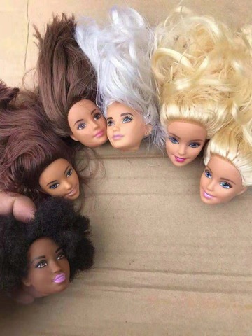 New Fashion Doll Head with Foreign girls Black hair white hair flat hair DIY Accessories For big Big eyes head Doll girls gift ► Photo 1/6