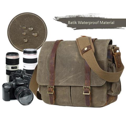 Camera Bag with Photo Pouch Canvas DSLR SLR Strap Case Casual Shoulder Bag Vintage Messenger Comfort Camera Bag Men's Handbags ► Photo 1/1