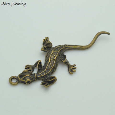 Wholesale 4 Pcs metal Antique Bronze color  gecko Charms pendant fit European bracelet made diy Pendant Jewelry Findings 3437D ► Photo 1/1