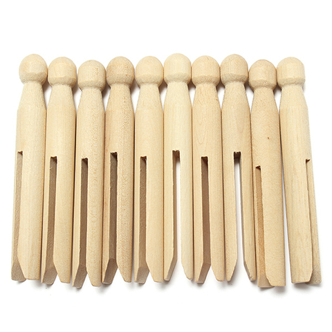10pcs/Set Wood Crafts 10CM Long Sewing Natural Wooden Clothes Pins Peg Doll Pins Clips Old Fashioned Pegs Doll Making Decor ► Photo 1/6