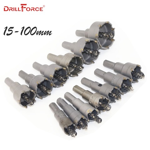 Core Drill Bit Carbide Steel 15-100mm Hole Saw Cutter Bit For Stainless Steel Plate Iron Metal Cutting Drilling Power Tools ► Photo 1/5