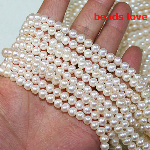 wholesale(AA+High quality) 6-7mm 7-8mm 9-10mm Natural Freshwater White Pearl Round Beads 15