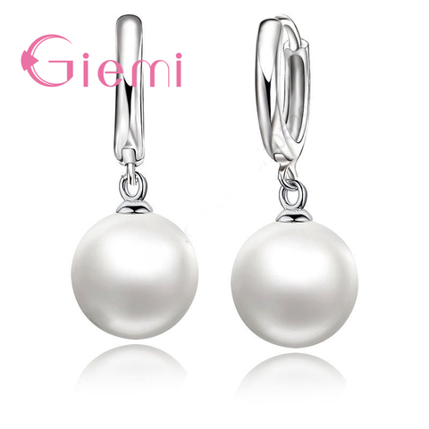 New Fashion Good Selling 925 Sterling Silver Pearl Earrings Accessories White Pearl Hoop For Women/Girls Wedding Jewelry ► Photo 1/3