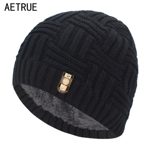 AETRUE Brand Skullies Beaines Knitted Hat Men Winter Hats For Women Men Fashion Bonnet Mask Warm Thick Fur Cap Male Beanie Hat ► Photo 1/6