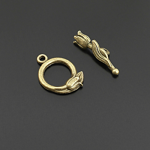 (26658)100g,about 62 Sets O:20x14MM Antique Bronze Zinc Alloy Tulip O Toggle Clasps Bracelets Clasps Findings Accessories ► Photo 1/4