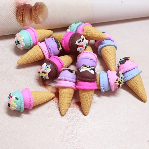 6pcs 31*15mm Polymer Clay Ice Cream Flat Back Resin Food Necklace Charms Very Cute Keychain Pendant Necklace For DIY Decoration ► Photo 1/6