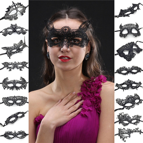 Shaped Black Sexy Lace Mask for Carnival Halloween Masquerade Half Face Ball Party Mask Festive Party Supplies #30 ► Photo 1/6