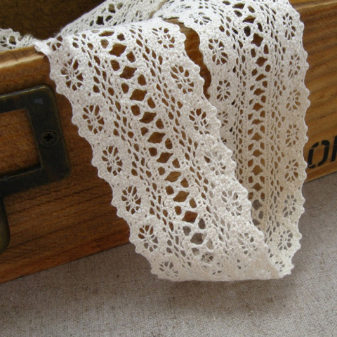 Knitted Cotton Lace Ribbon Beige Color 5 Yard/Piece DIY Handmade Wedding Party/Craft & Gift Packing/Child Dress/Lace Decoration ► Photo 1/5