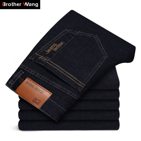 Men's Brand Stretch Jeans 2022 New Business Casual Slim Fit Denim Pants Black Blue Trousers Jeans Male Plus Size 38 40 42 ► Photo 1/6