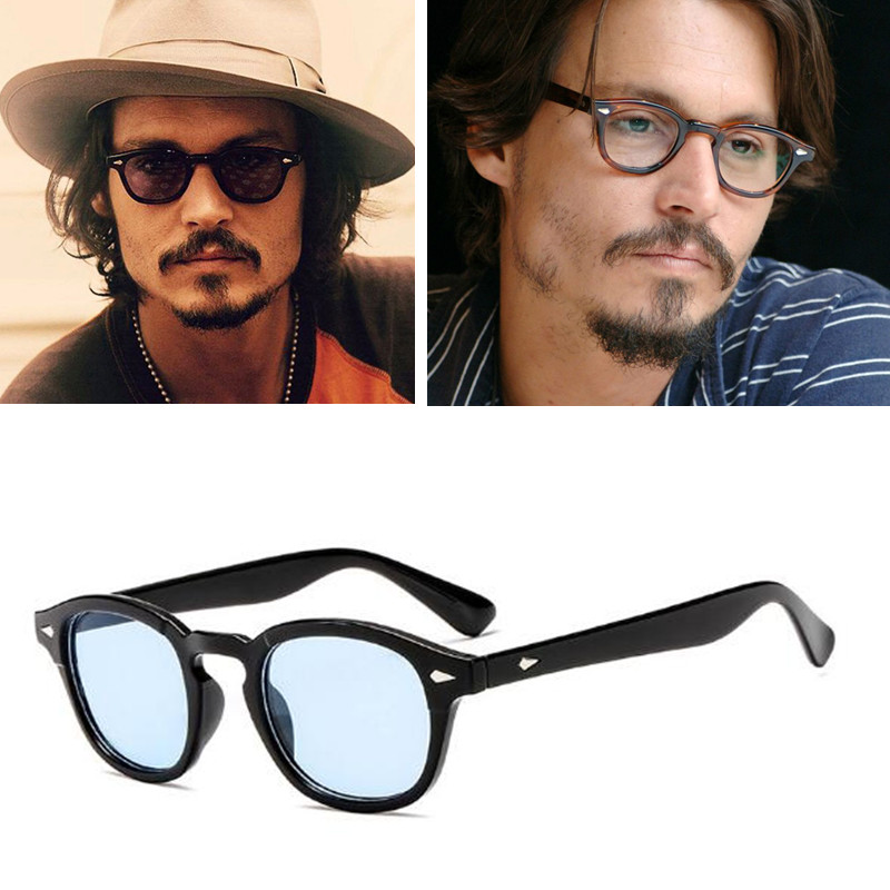Tinted Men Sunglasses Vintage Clear Lens Johnny Depp Fashion Frame Retro Glasses
