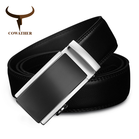 COWATHER 2022 luxury men belt for men automatic alloy buckle high grade cow leather belt vintage design Cowskin Male Strap CZ117 ► Photo 1/6