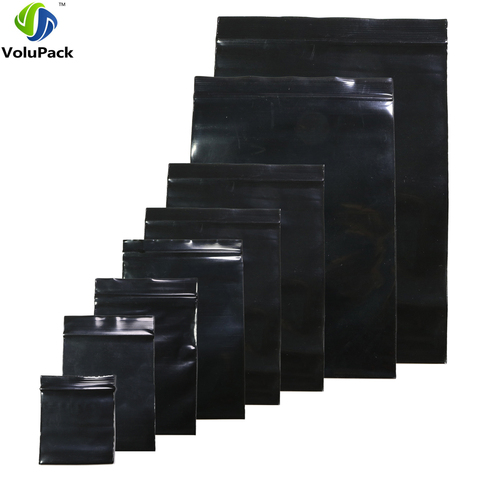 100pcs Multi Sizes Reclosable Poly Ziplock Package Pouches Black Heat Sealing Zip Lock Plastic Storage Bags ► Photo 1/6