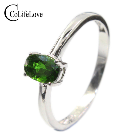 Elegant silver gemstone ring 4 mm * 6 mm natural chrome diopside ring for woman real 925 silver diopside ring anniversary gift ► Photo 1/6