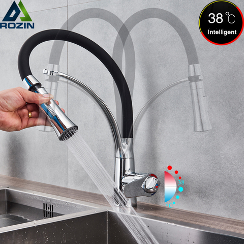 Deck Mount Black Hose Kitchen Mixer Taps Single Handle Stream Sprayer Kitchen Faucet Chrome Finish with Bracket ► Photo 1/5