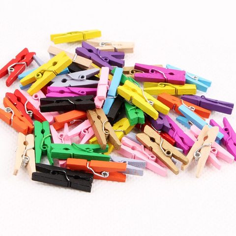 300pcs/lot Mini Colorful Small Wood Clips 2.5x0.3CM Spring Wood Clips for DTY Clothespin Craft Decor snack Clip Photo Clips Pegs ► Photo 1/6
