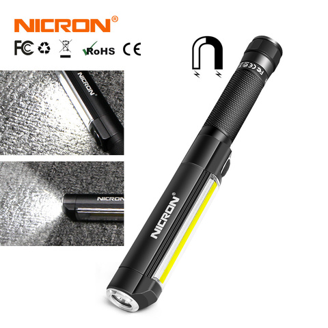 NICRON Aluminium Slim Work Light IPX4 Waterproof Spot / COB LED Flashlight 500LM Strong Magnet 3*AAA Battery For Maintenance etc ► Photo 1/6