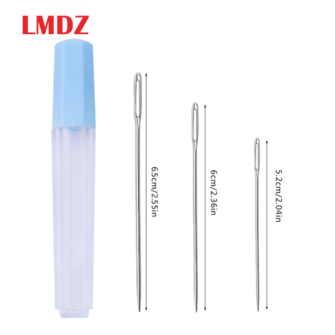 LMDZ 20pcs 5.2 cm 6.0 cm 6.5 cm Large-Eye Stitching Needles Hand Sewing Needles for Leather Projects with Clear Bottle ► Photo 1/6