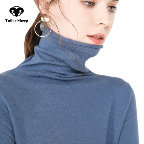 TAILOR SHEEP cashmere sweater women's casual long-sleeved turtleneck wool  pullover winter ladies bottoming knitted tops ► Photo 1/6