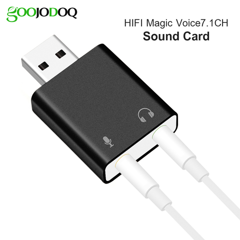 USB Sound Card, GOOJODOQ 7.1 External USB to Jack 3.5mm Headphone Adapter Stereo Audio Mic Sound Card  for PC Computer Laptop ► Photo 1/6